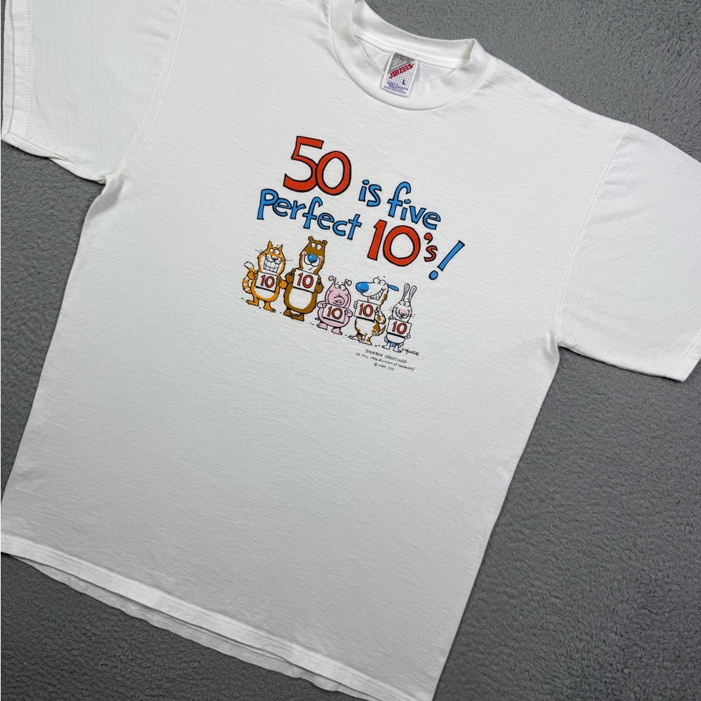 Vintage 90s Shoe Box Greetings Hallmark 50 is Five Perfect 10's! T-shirt